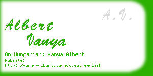 albert vanya business card